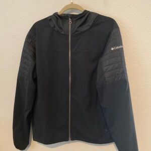 COLUMBIA SPORTSWEAR LIGHT HOODED WINDBREAKER BLACK WOMENS XL